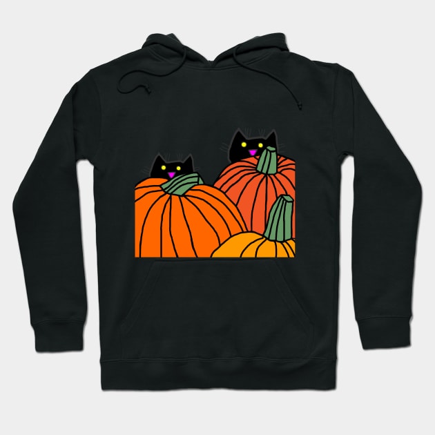 Back Print Two Cats in the Pumpkin Patch Hoodie by ellenhenryart